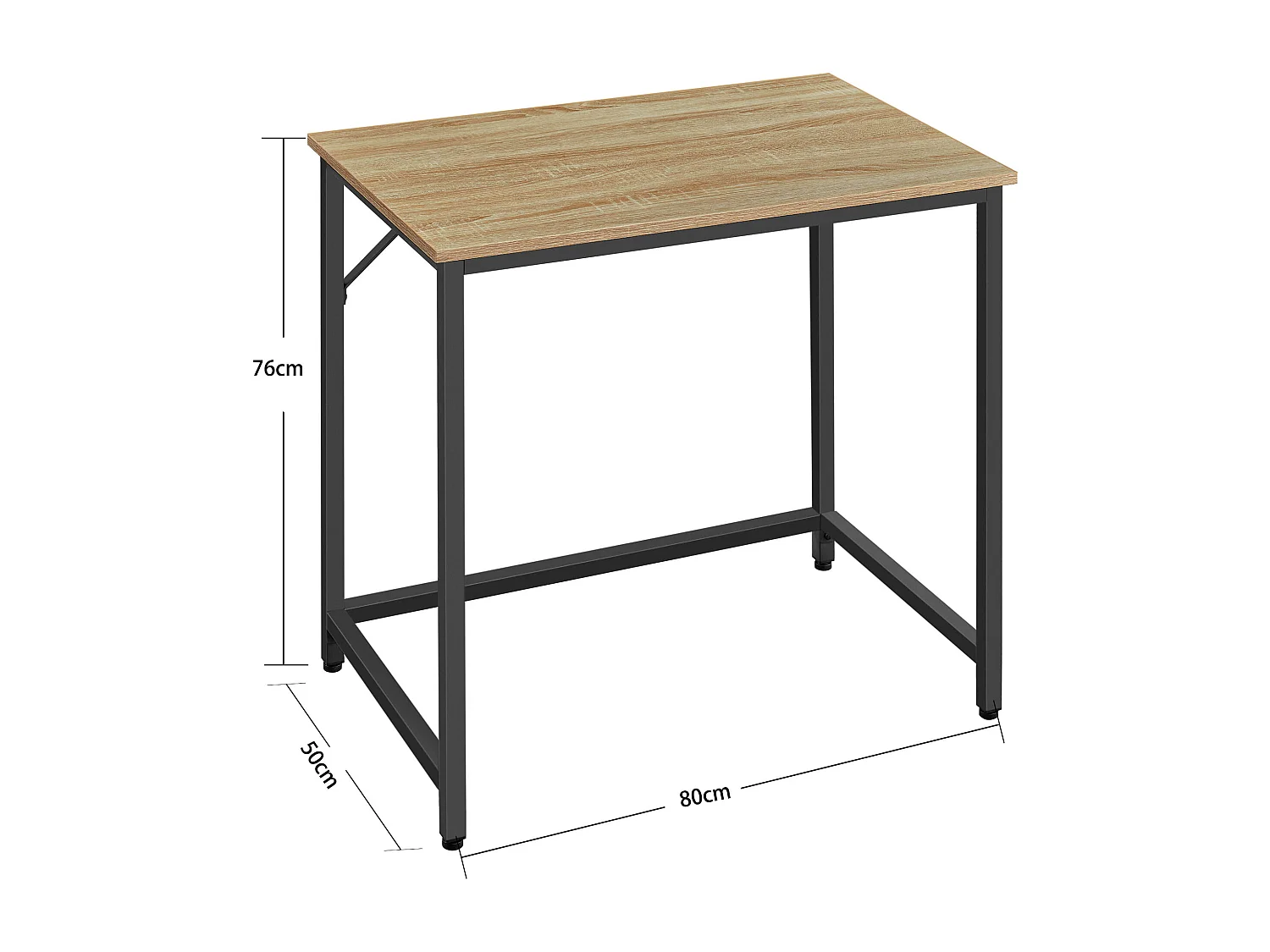Mesa de computador Valora – Carvalho Sonoma com estrutura de aço preto 80x50