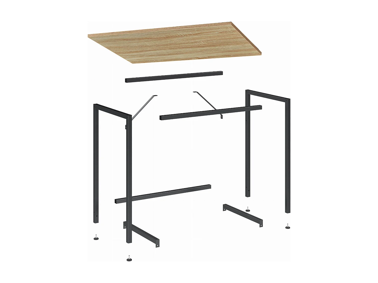 Mesa de computador Valora – Carvalho Sonoma com estrutura de aço preto 80x50