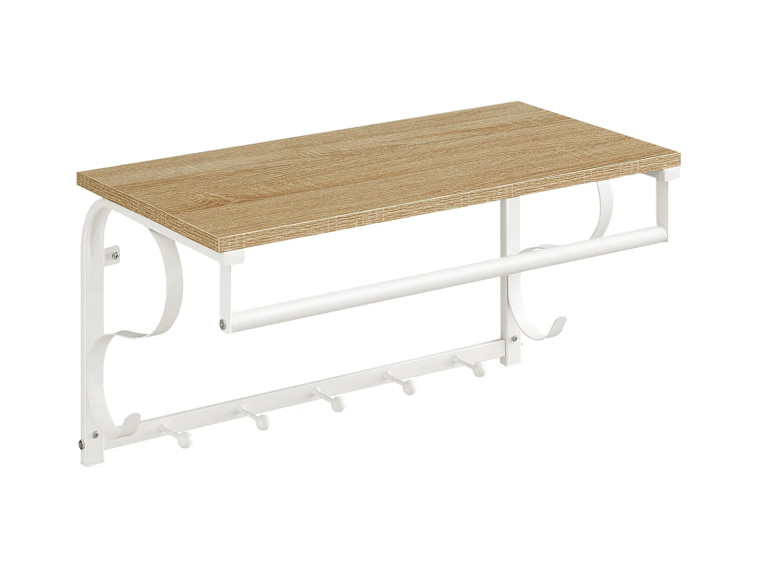 Étagère murale Valora avec crochets – Chêne Sonoma, style scandinave