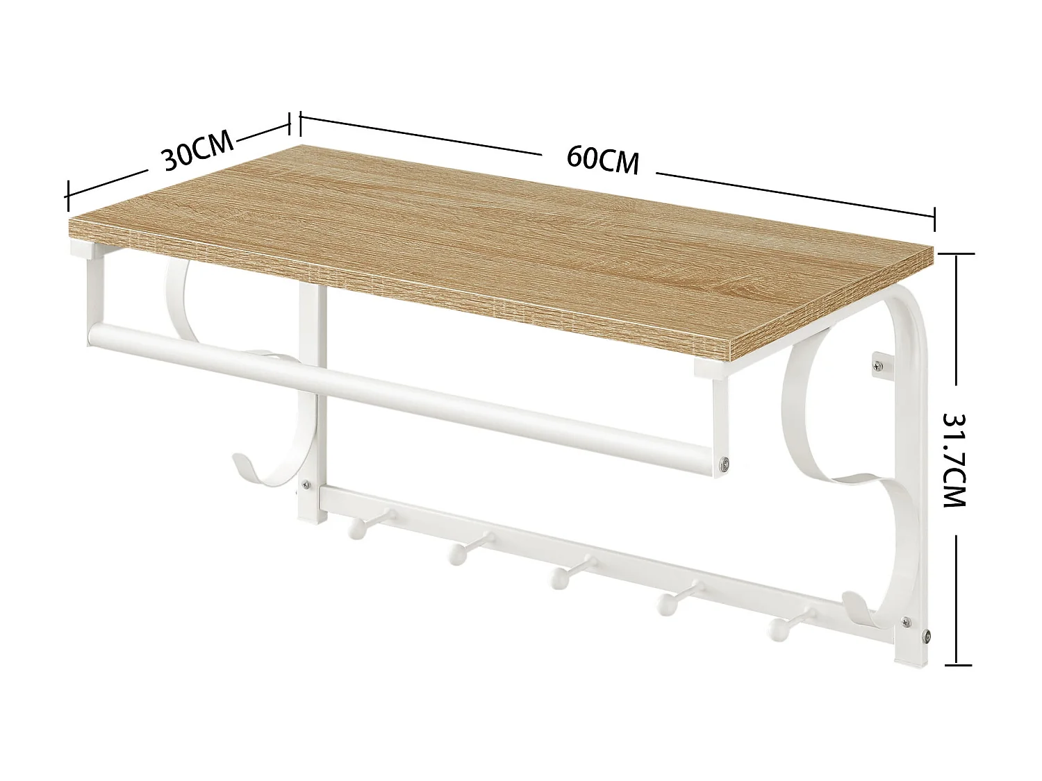 Valora wandplank met hangers – Sonoma eiken Scandinavische stijl