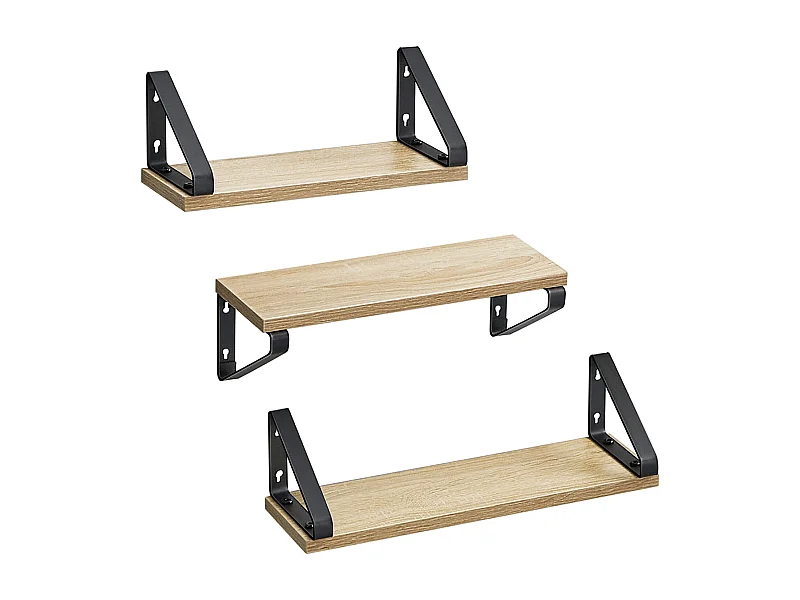 Valora Wandplanken Set van 3 – Sonoma Eiken met Zwart Frame