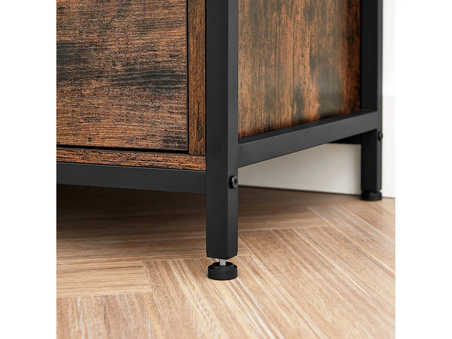 Meuble TV rustique marron avec tiroirs et étagères Valora