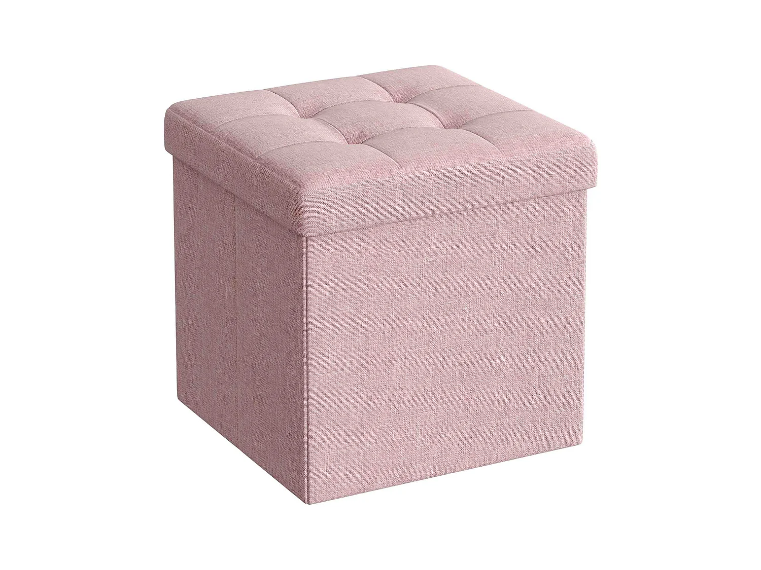 Pouf rangement Valora rose avec couvercle | siège ottoman pliable