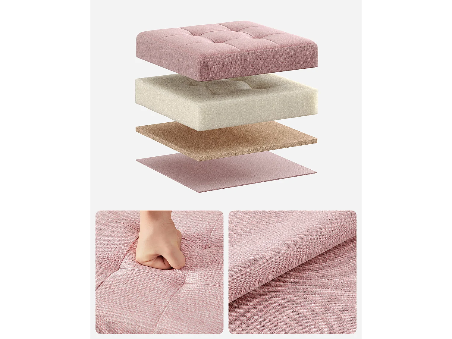 Valora Aufbewahrungshocker pink mit Deckel klappbar für Alltag