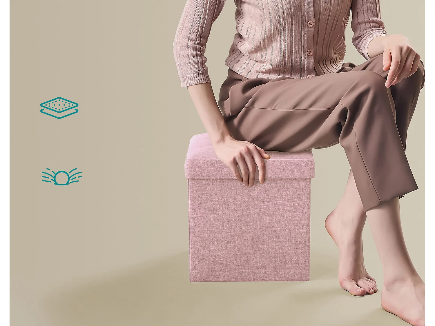 Valora Aufbewahrungshocker pink mit Deckel klappbar für Alltag