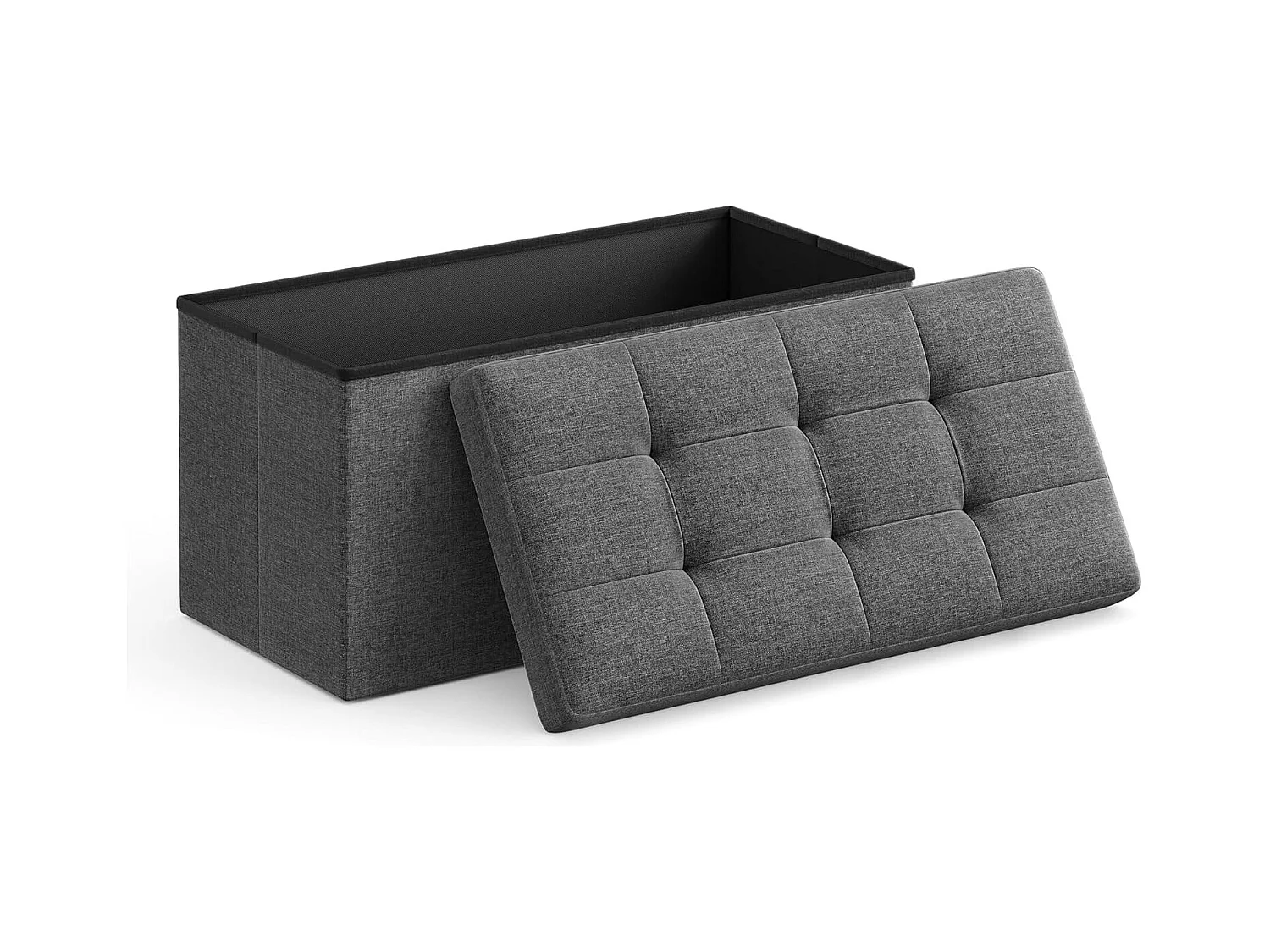 Banc de rangement Valora gris foncé avec siège rabattable