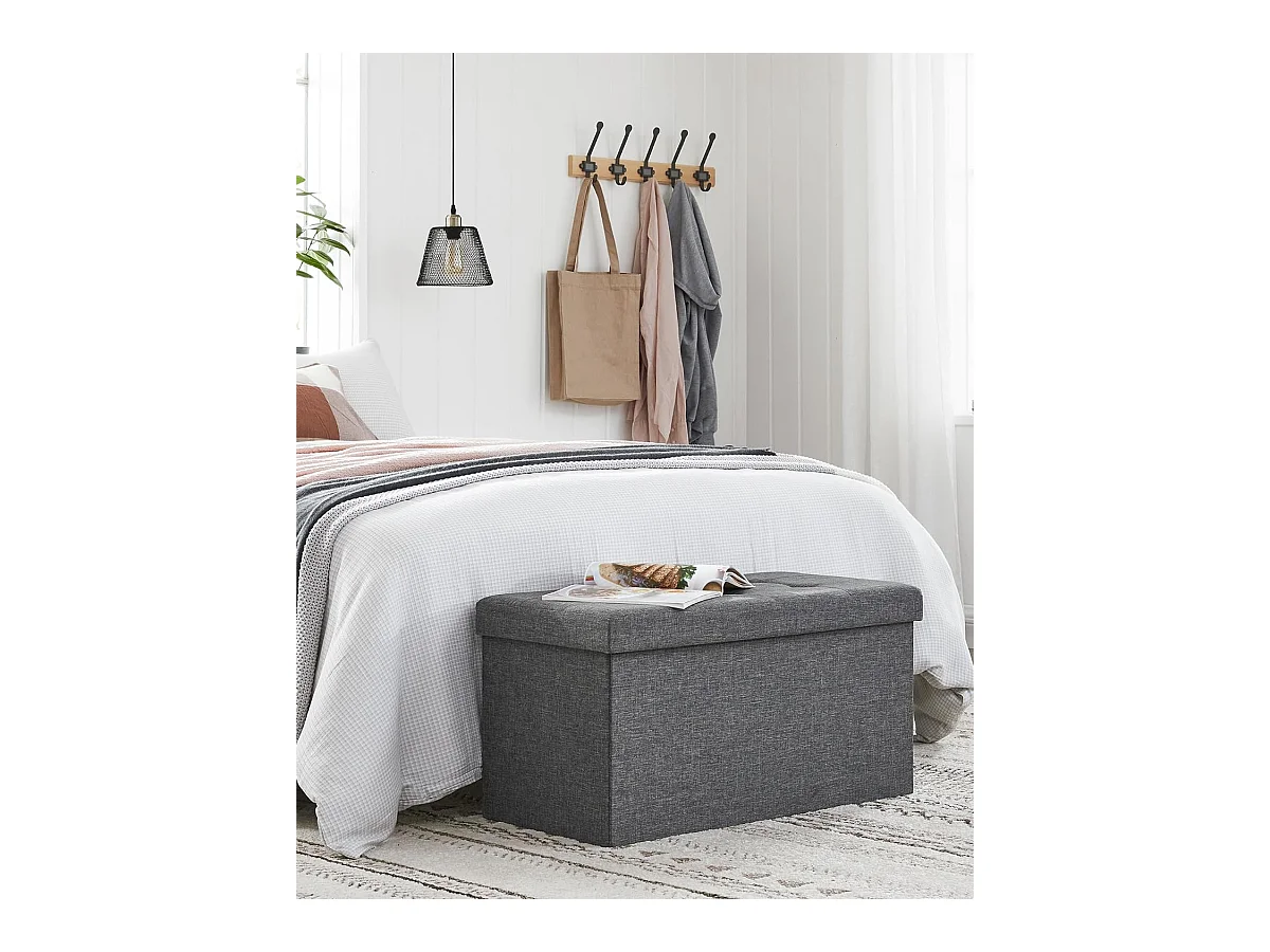 Banc de rangement Valora gris foncé avec siège rabattable