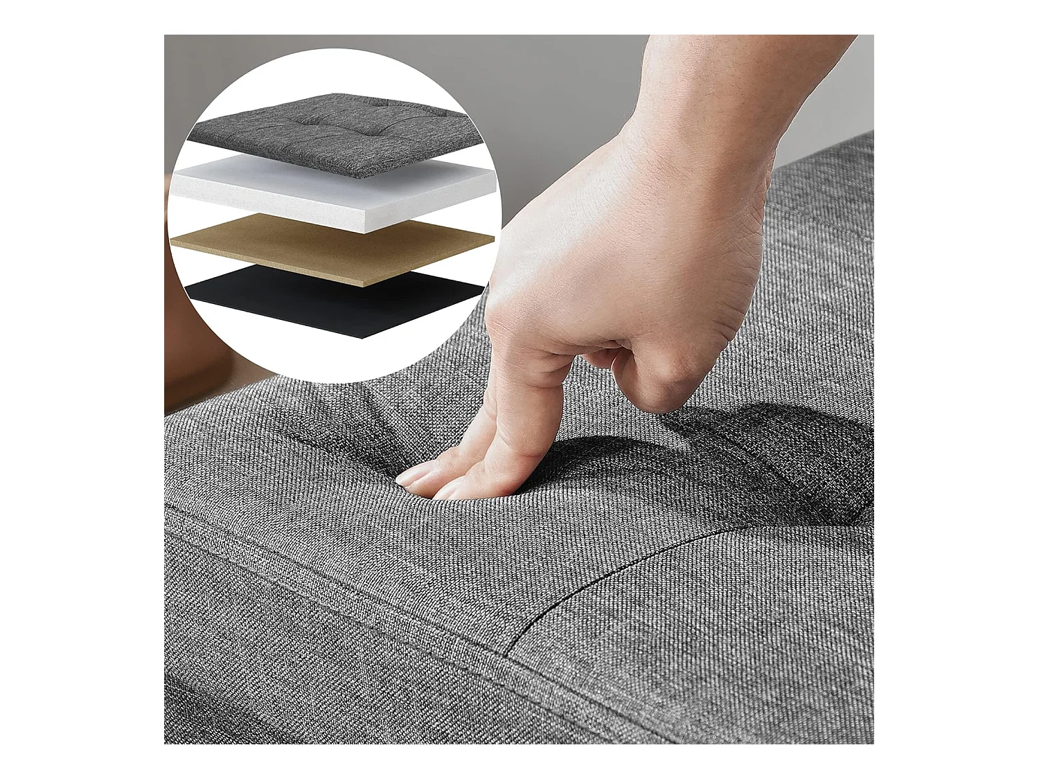 Banc de rangement Valora gris foncé avec siège rabattable