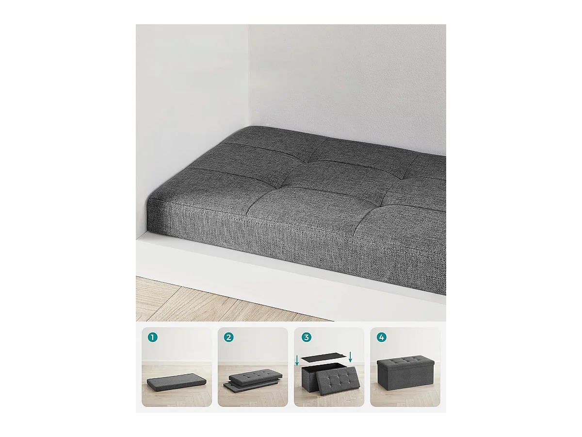 Banc de rangement Valora gris foncé avec siège rabattable