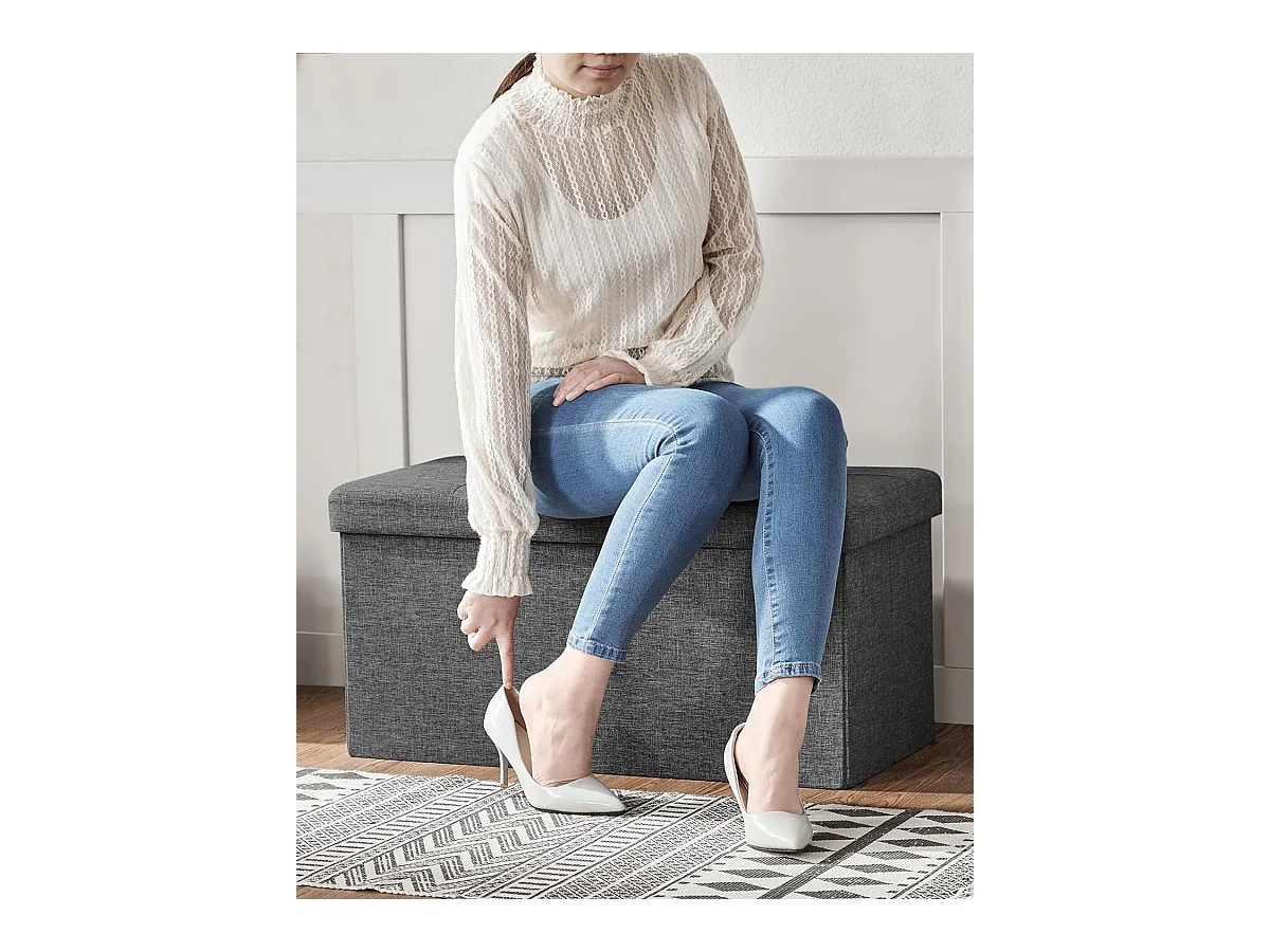 Banc de rangement Valora gris foncé avec siège rabattable