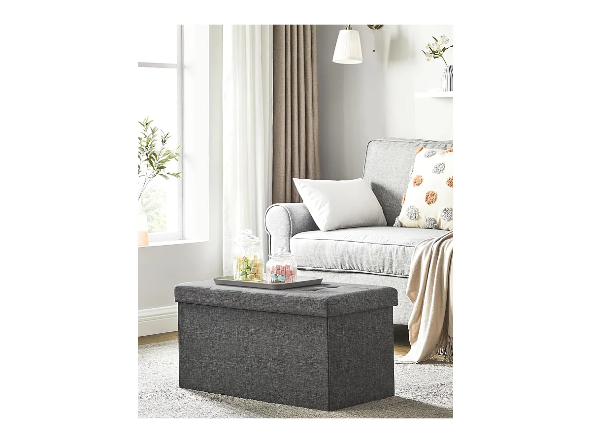 Banc de rangement Valora gris foncé avec siège rabattable