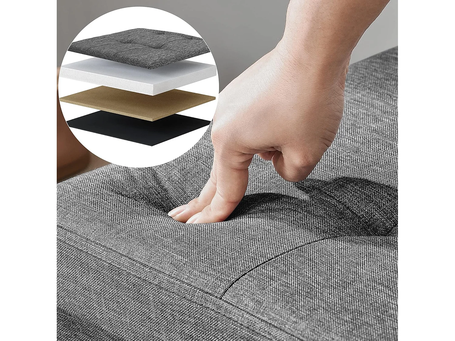 Banc de rangement Valora gris foncé avec siège rabattable