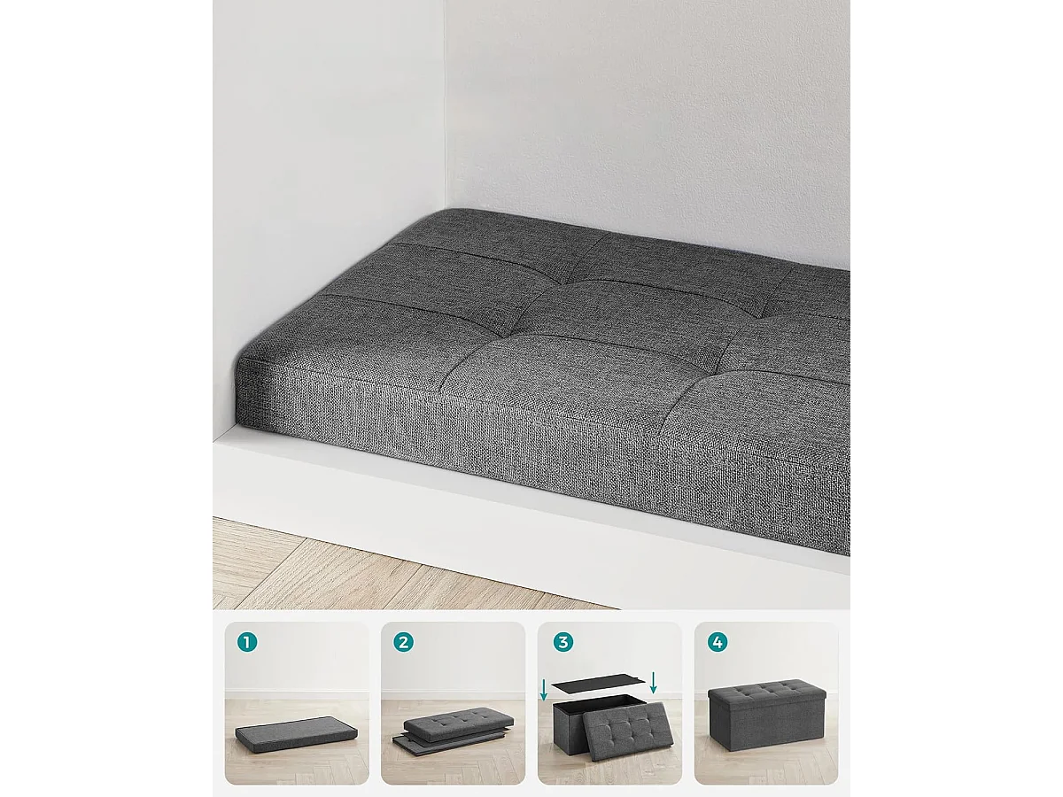 Banc de rangement Valora gris foncé avec siège rabattable