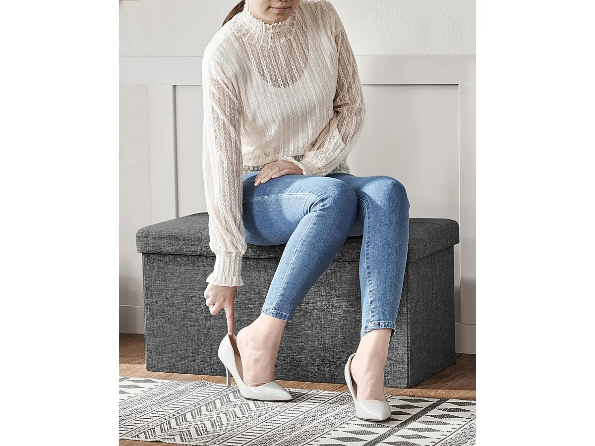 Banc de rangement Valora gris foncé avec siège rabattable