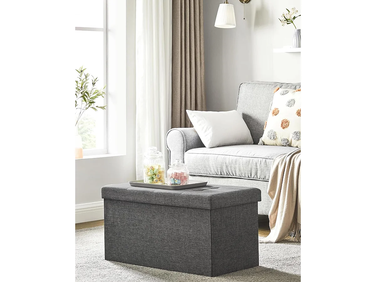 Banc de rangement Valora gris foncé avec siège rabattable