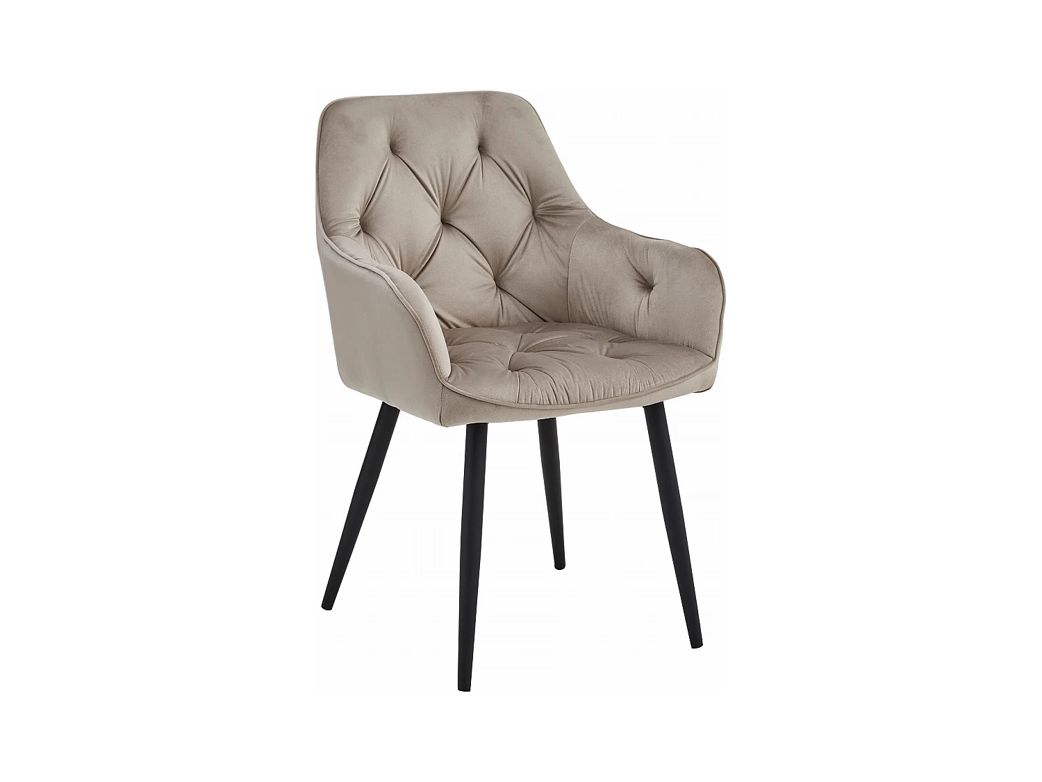 Chaise de salle à manger Valora LUKK – Velours beige foncé avec pieds noirs x1