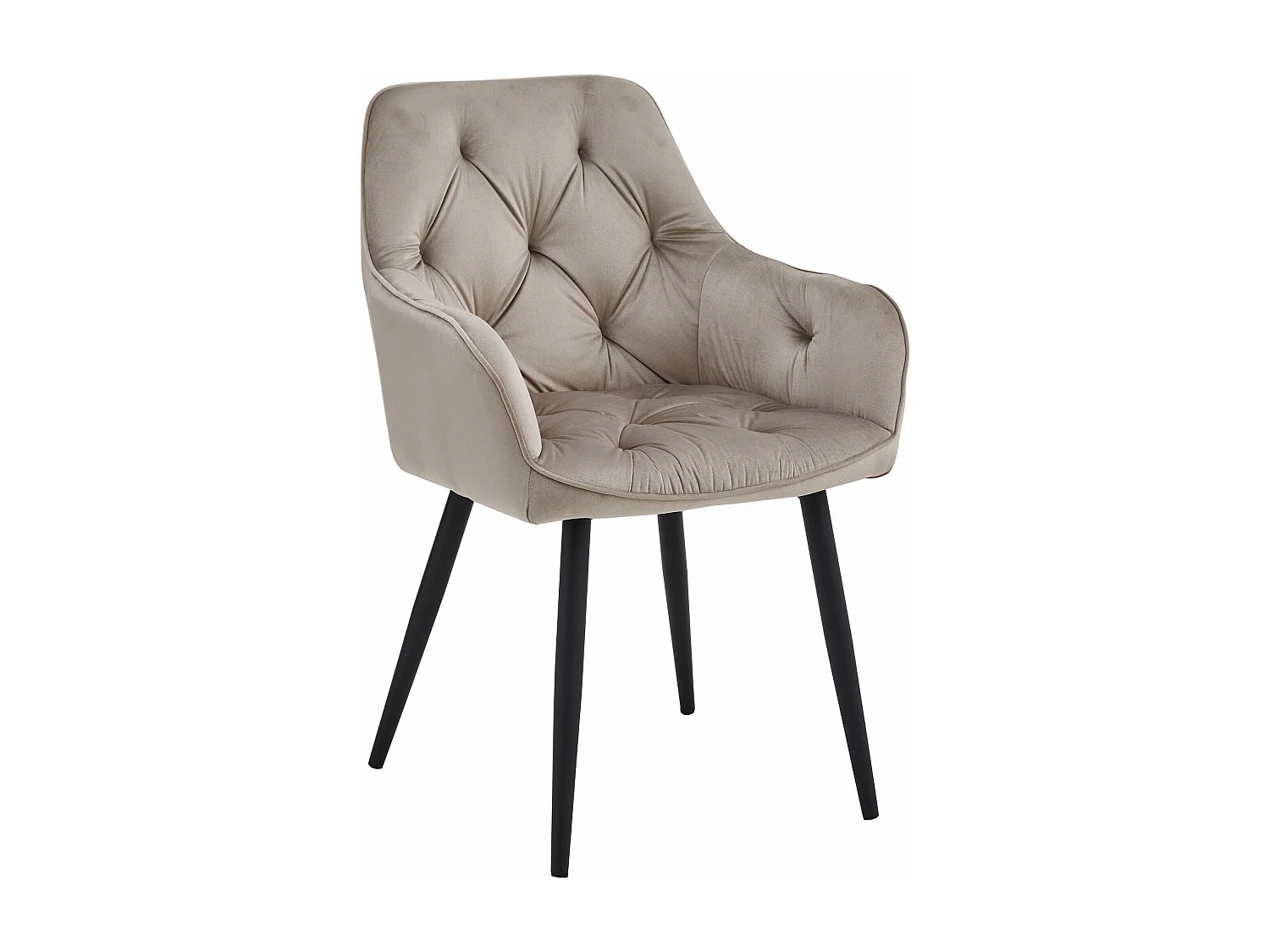 Chaise de salle à manger Valora LUKK – Velours beige foncé avec pieds noirs x1