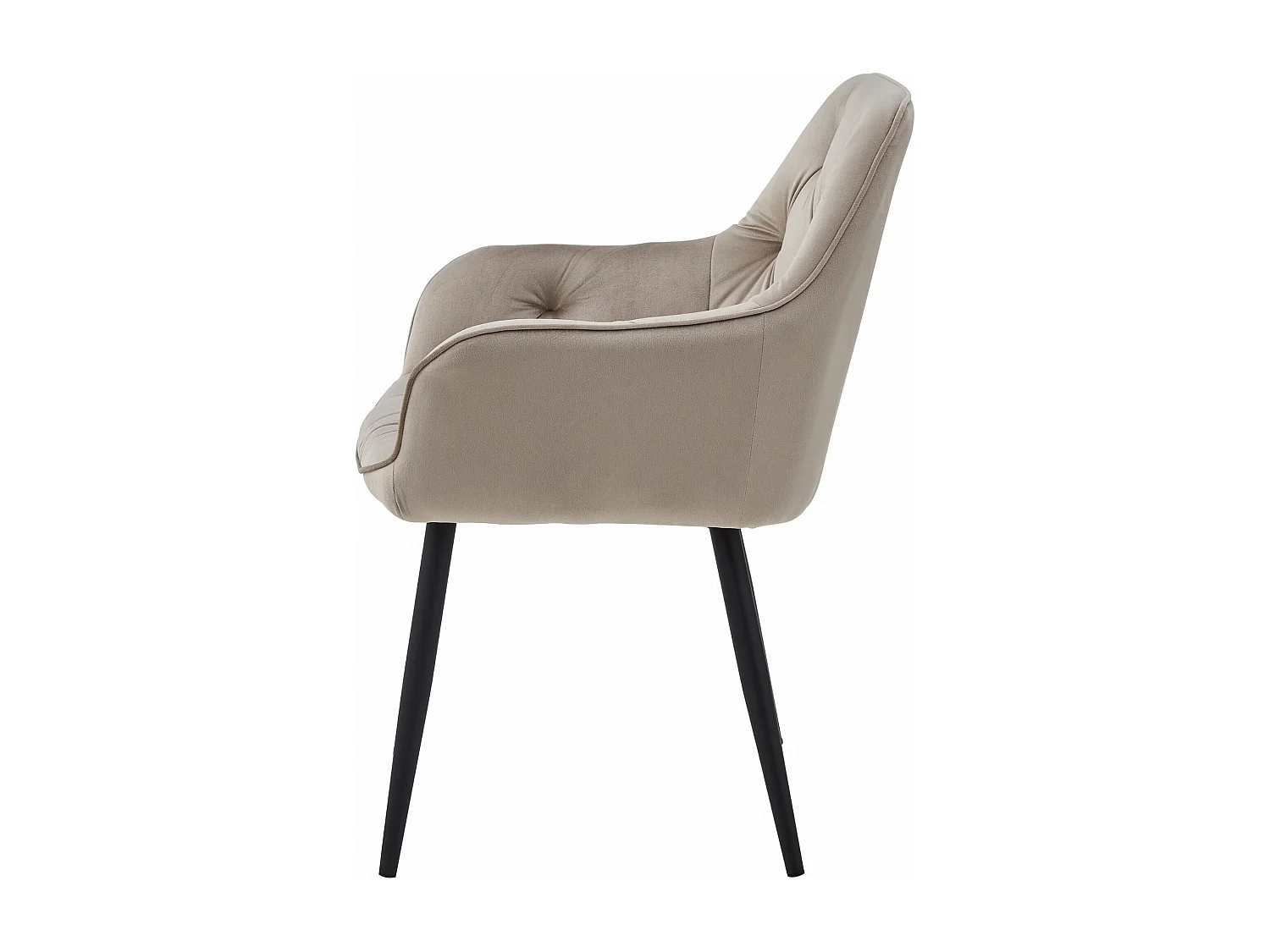 Chaise de salle à manger Valora LUKK – Velours beige foncé avec pieds noirs x1