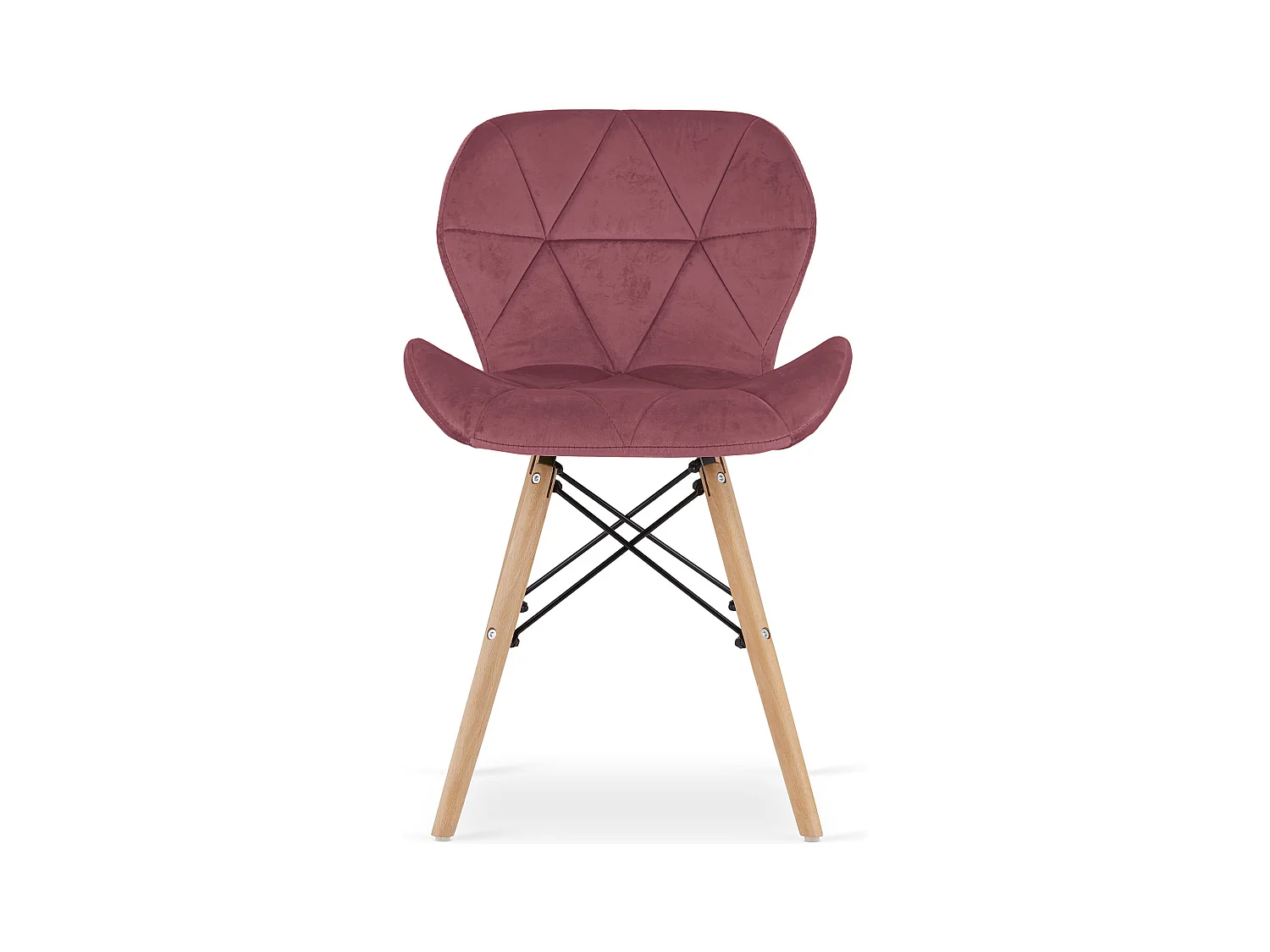 Chaise Valora WAKO en velours rose foncé avec pieds en hêtre x1