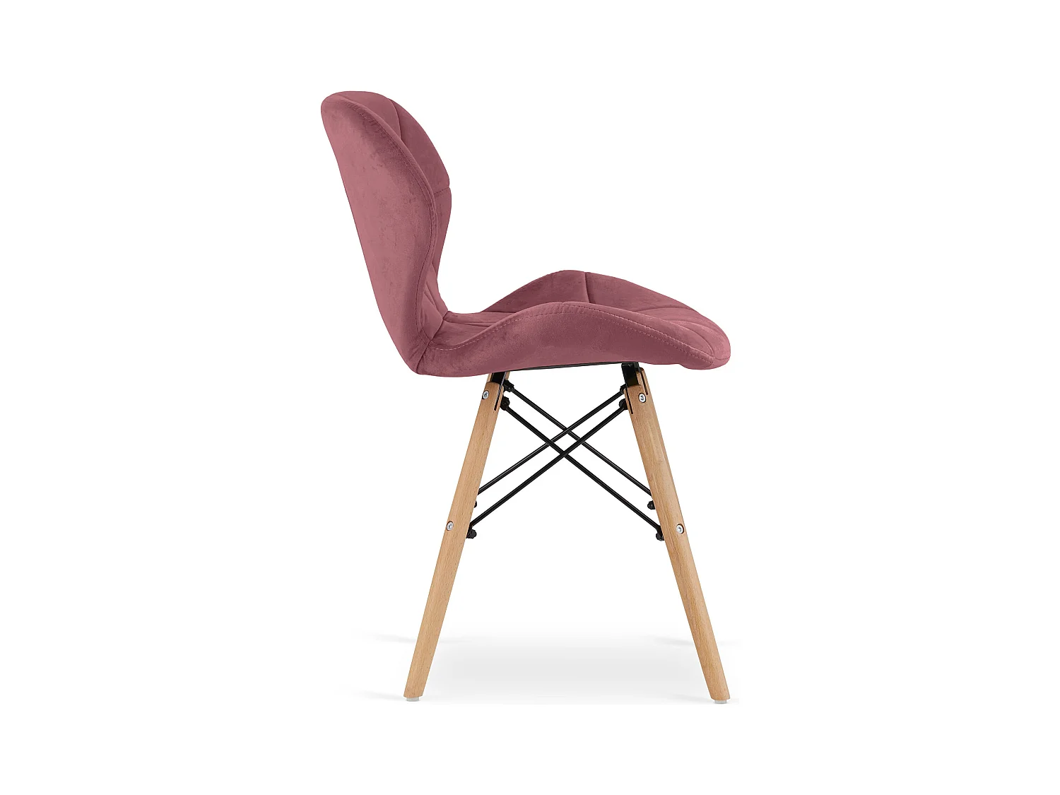 Chaise Valora WAKO en velours rose foncé avec pieds en hêtre x1