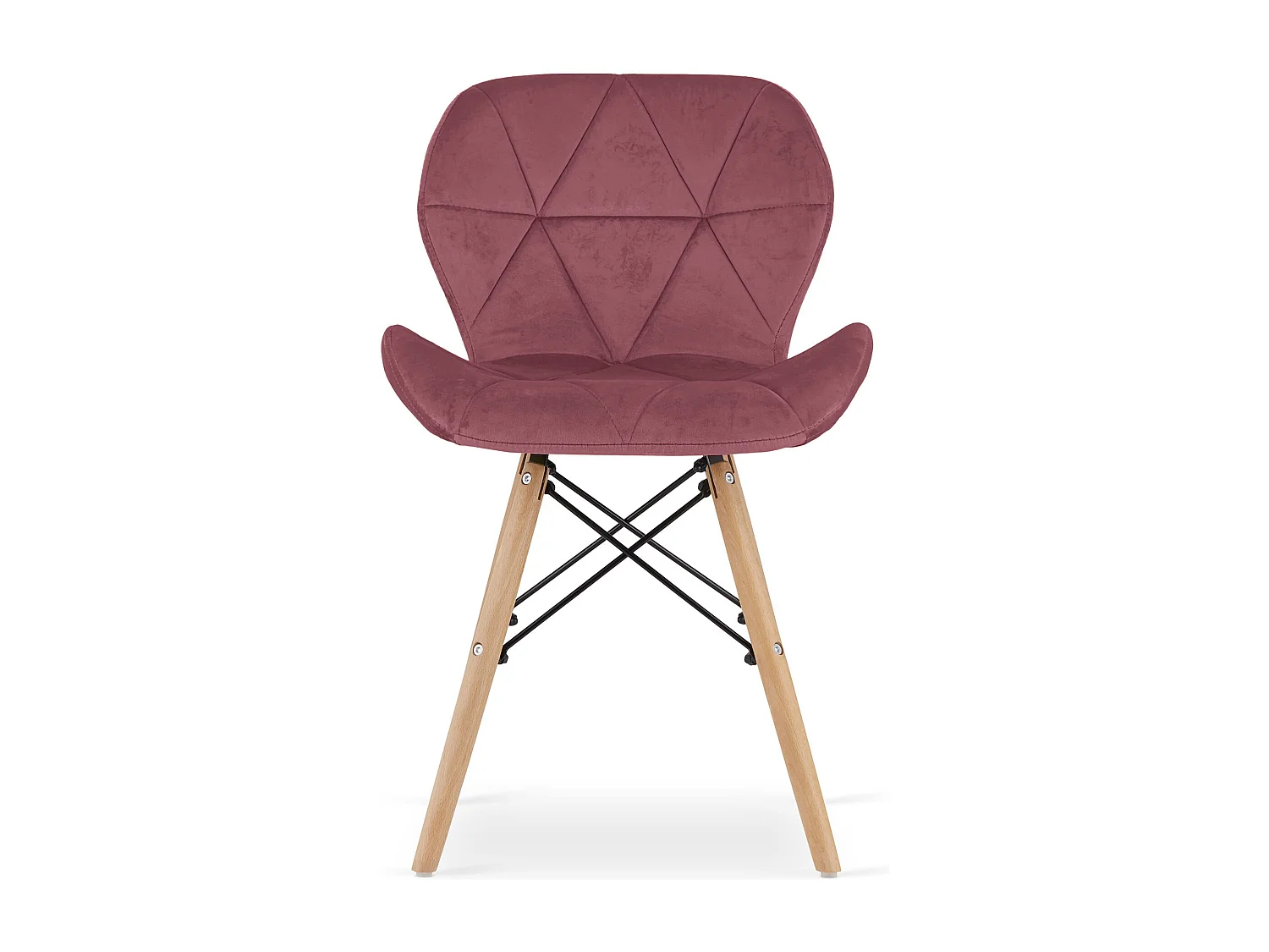 Chaise Valora WAKO en velours rose foncé avec pieds en hêtre x1