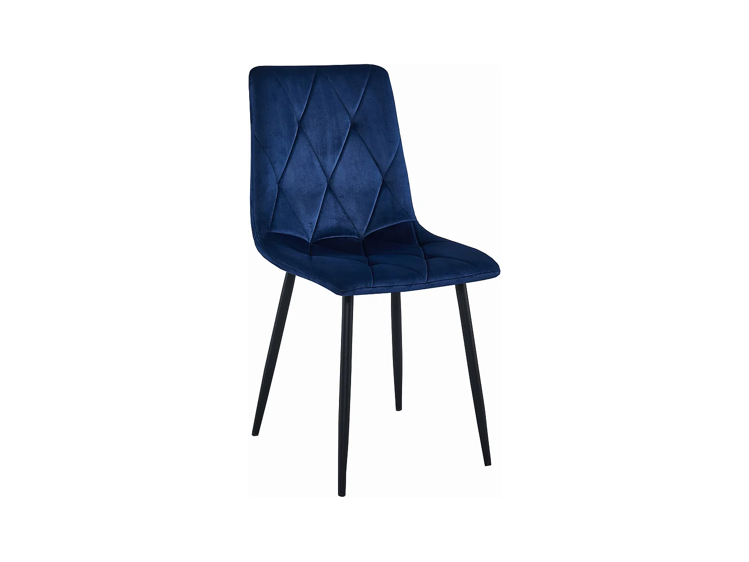 Chaise Valora TYRA en velours bleu marine avec pieds en métal noir x1