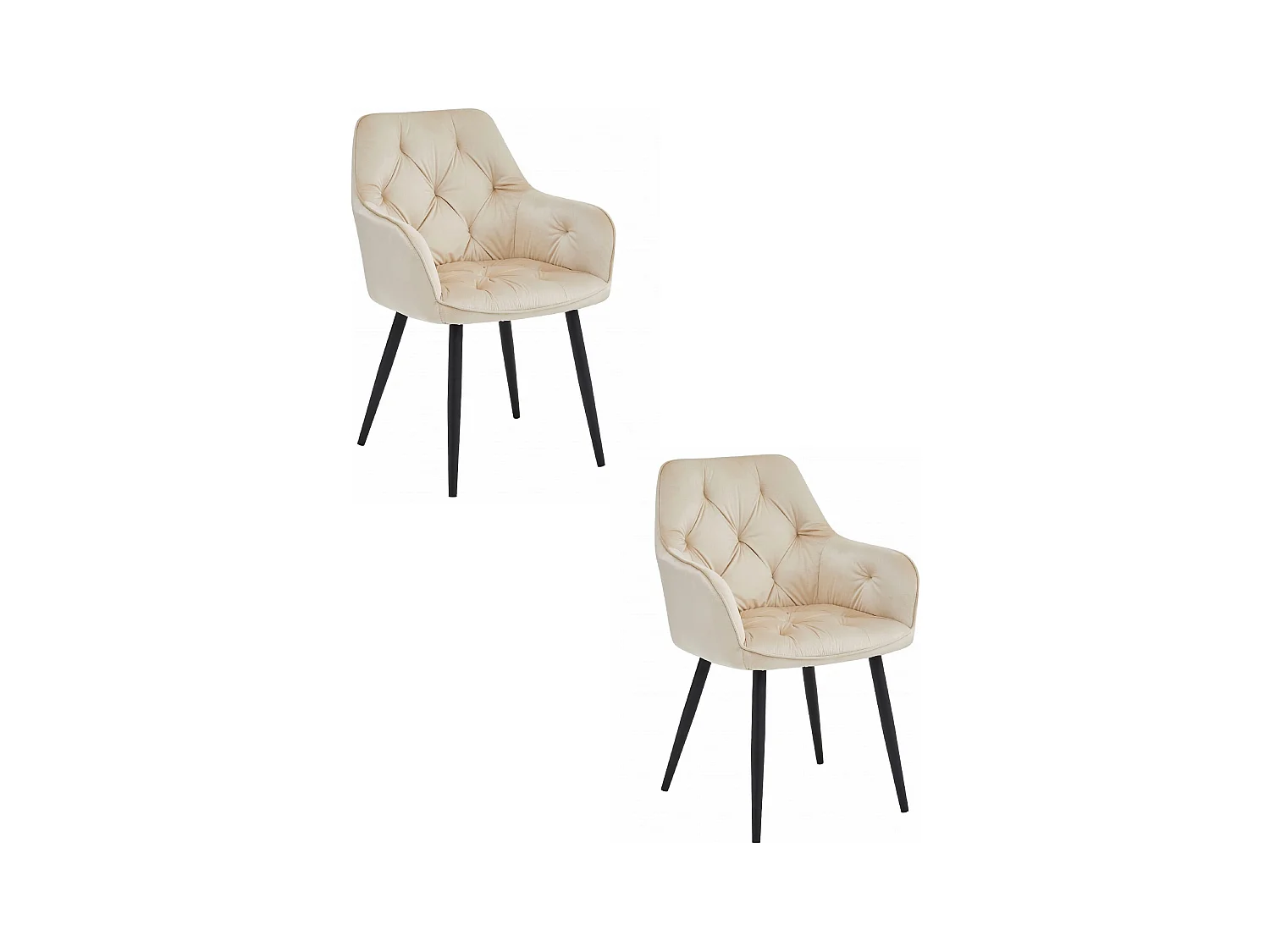 Chaises de salle à manger Valora LUKK – Velours beige avec pieds noirs x2