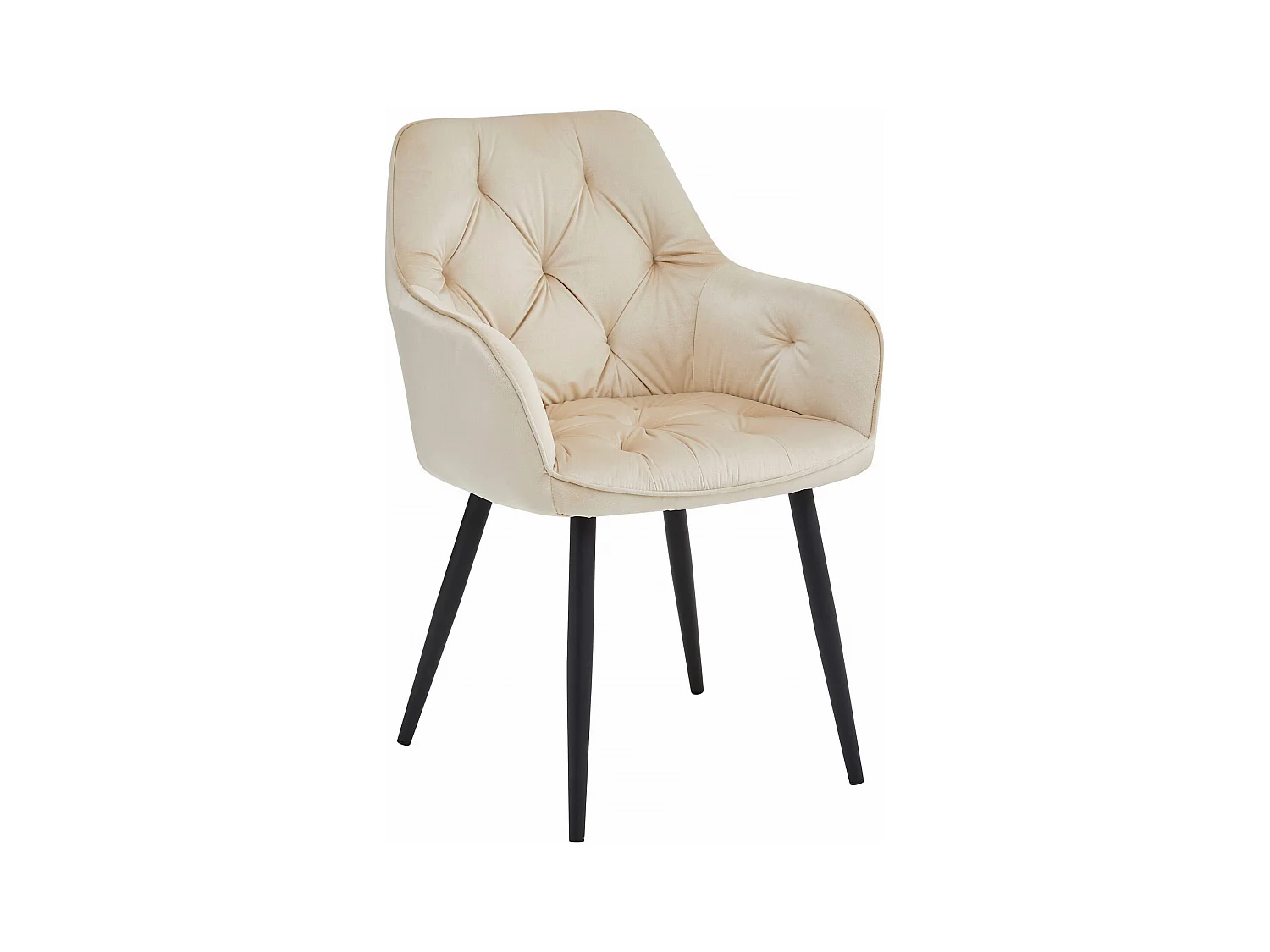 Chaises de salle à manger Valora LUKK – Velours beige avec pieds noirs x2
