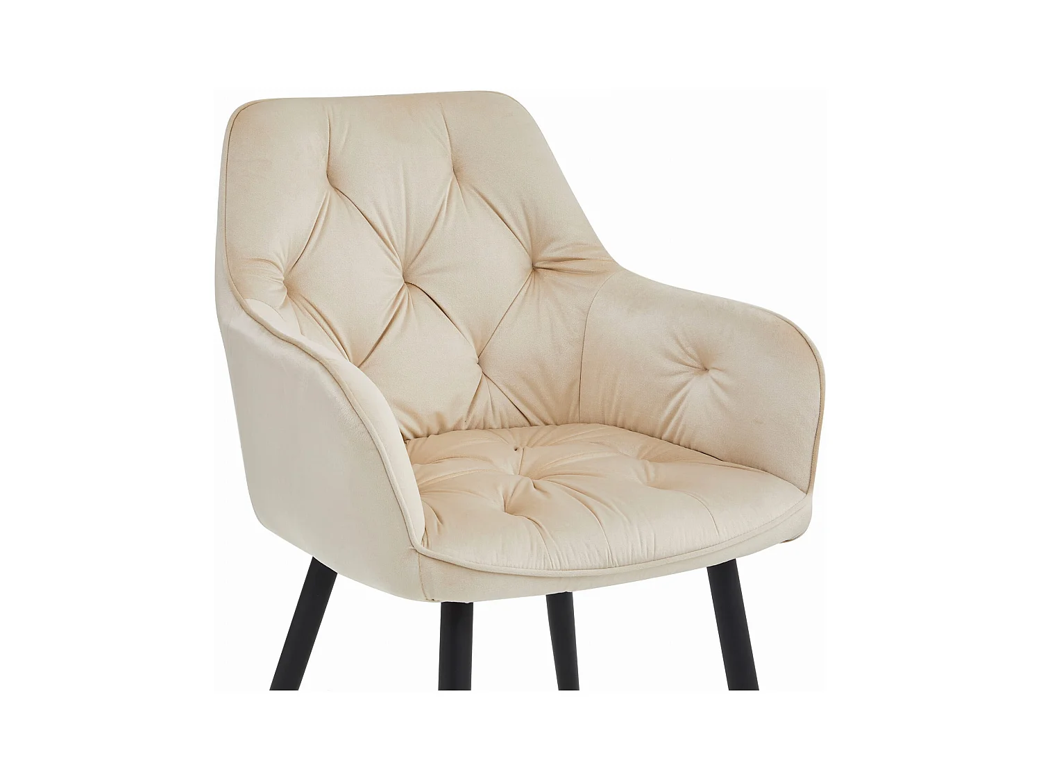 Chaises de salle à manger Valora LUKK – Velours beige avec pieds noirs x2