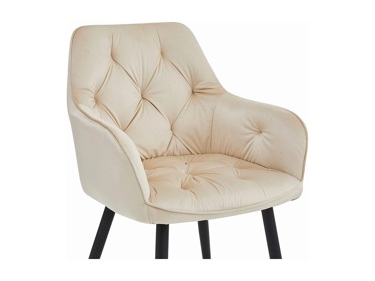 Chaises de salle à manger Valora LUKK – Velours beige avec pieds noirs x2