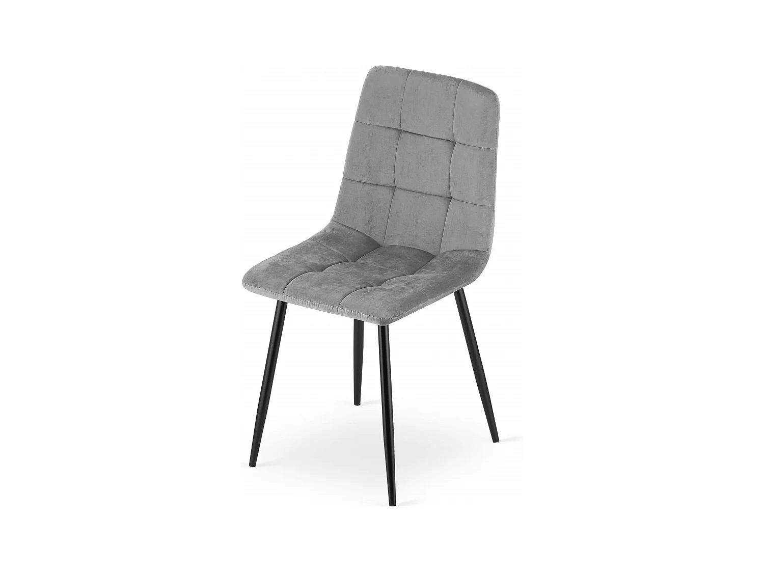 Chaise salle à manger Valora PYRA velours gris clair pieds métal noir x1