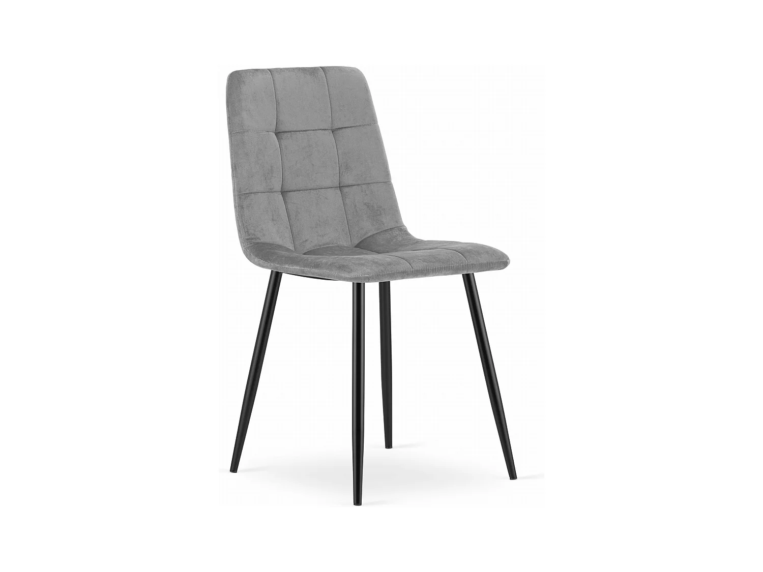 Chaise salle à manger Valora PYRA velours gris clair pieds métal noir x1