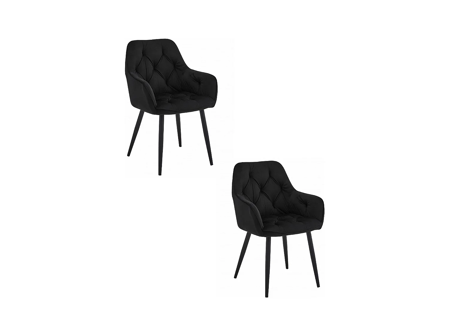 Chaises de salle à manger Valora LUKK – Velours noir avec pieds noirs x 2