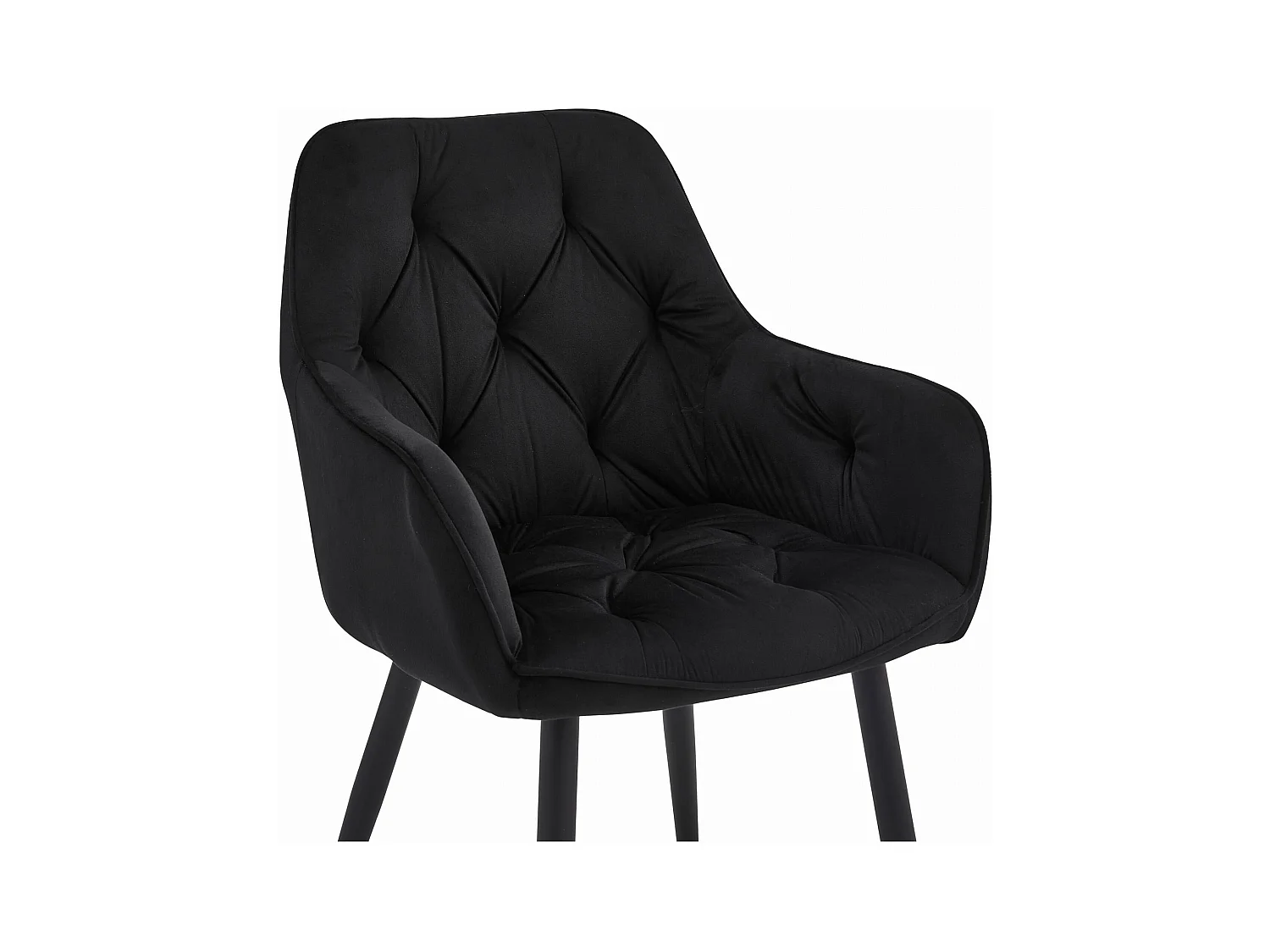 Chaises de salle à manger Valora LUKK – Velours noir avec pieds noirs x 2