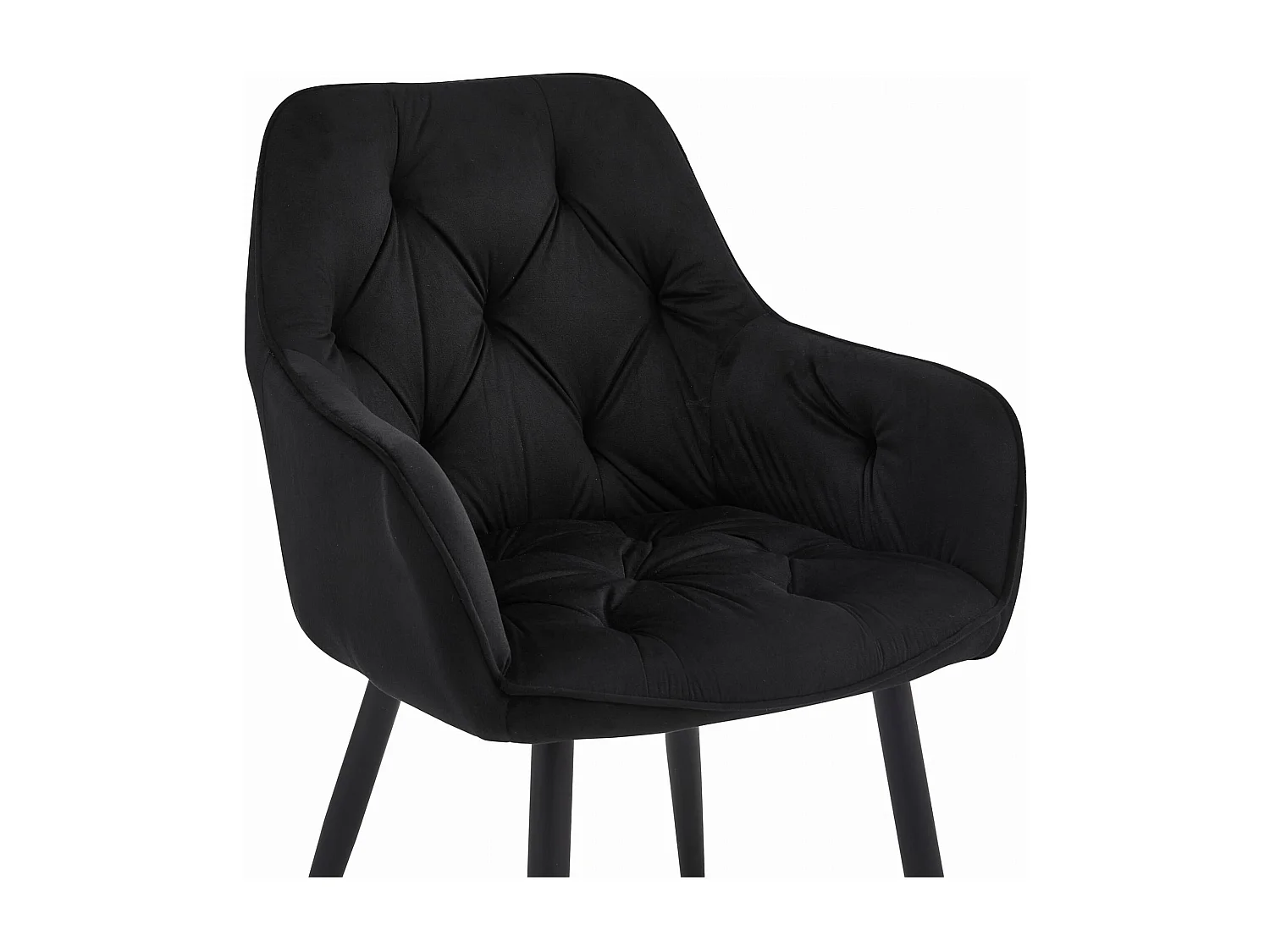 Chaises de salle à manger Valora LUKK – Velours noir avec pieds noirs x 2