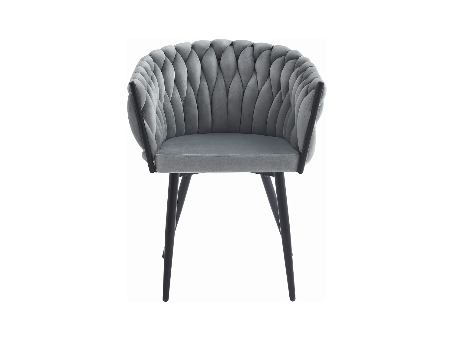 Chaise Valora MAYAN en velours gris clair matelassé x 1 | style moderne