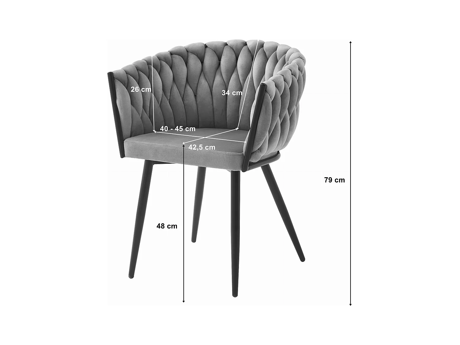 Chaise Valora MAYAN en velours gris clair matelassé x 1 | style moderne