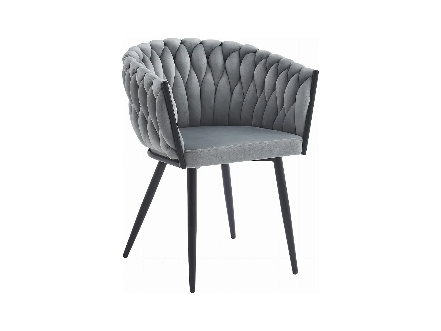 Chaise Valora MAYAN en velours gris clair matelassé x 1 | style moderne