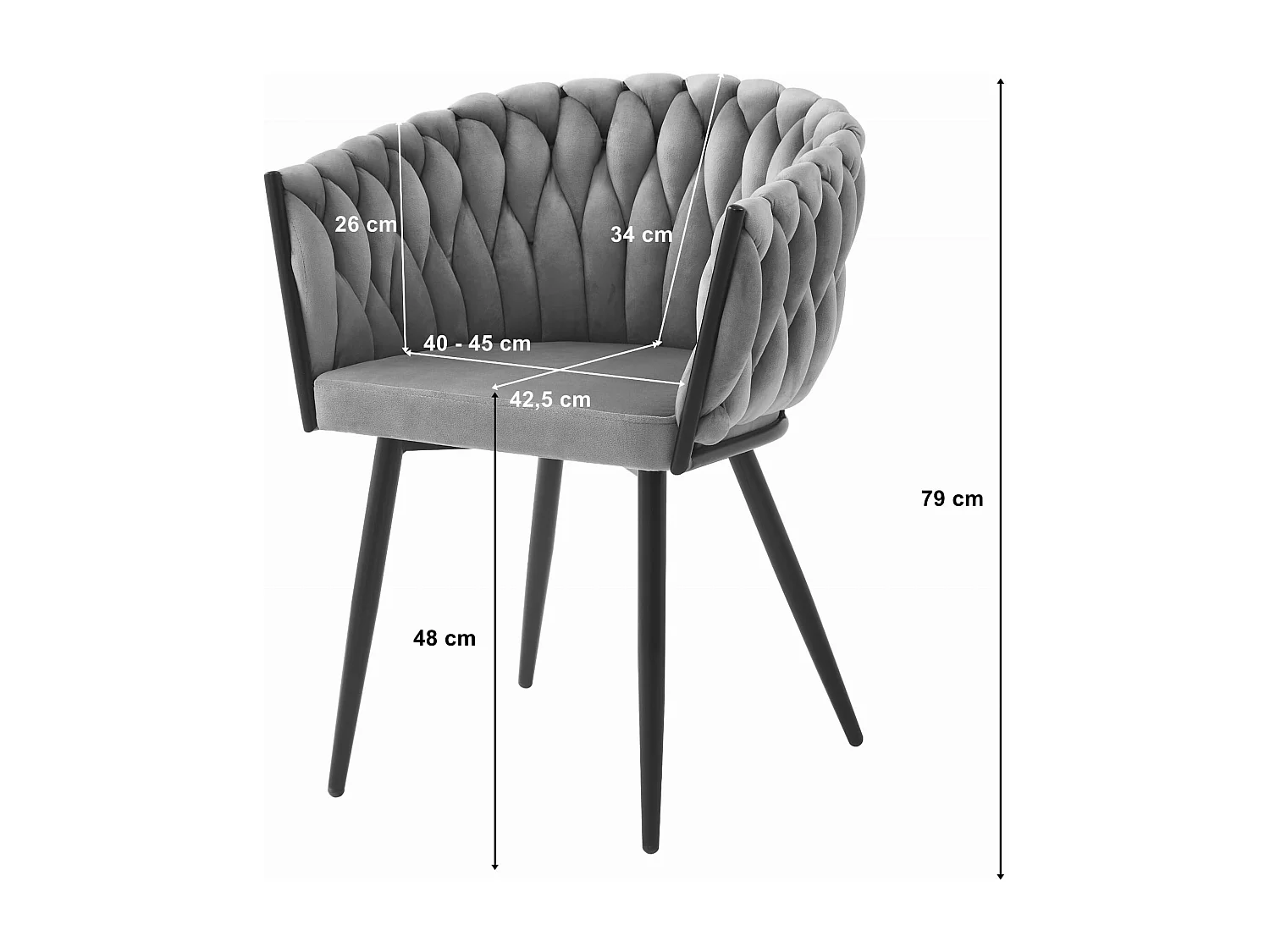 Chaise Valora MAYAN en velours gris clair matelassé x 1 | style moderne