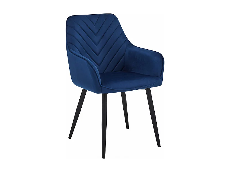 Chaise de salle à manger Valora WAAV – Velours bleu marine avec pieds noirs x 1