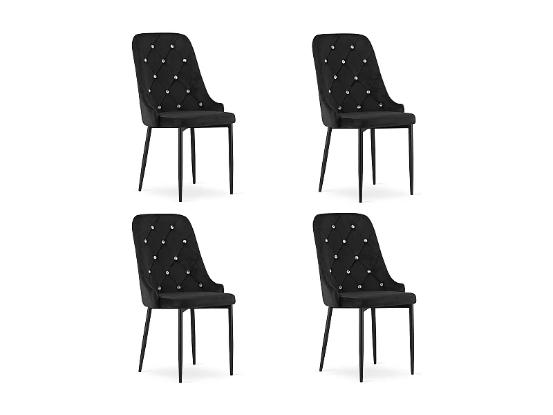 Valora REMI Samtstuhl Schwarz mit Metallbeinen x4