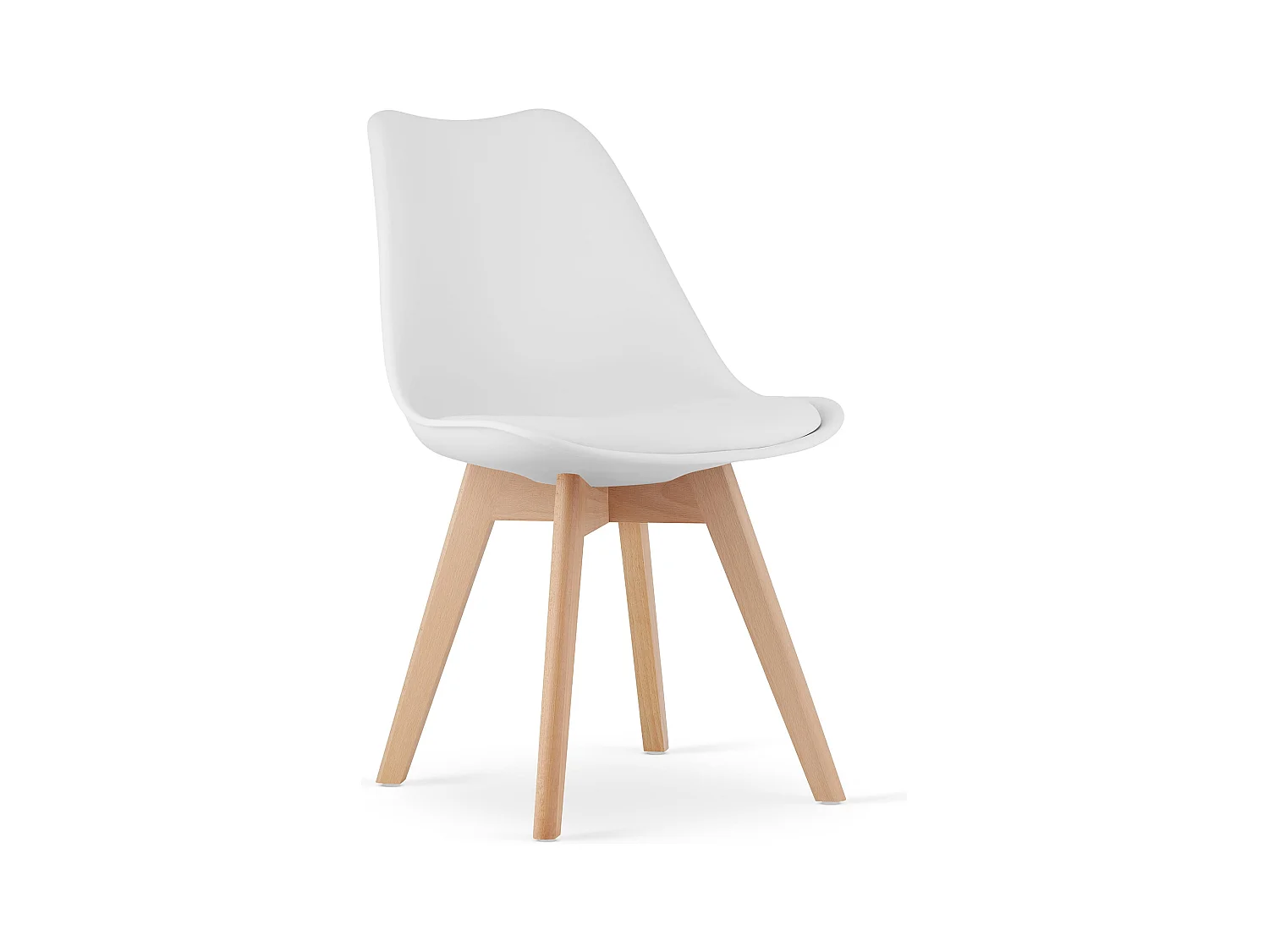 Chaises blanches Valora RIKX avec coussin et pieds en bois x2