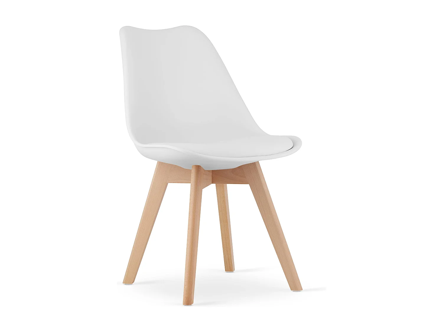 Chaises blanches Valora RIKX avec coussin et pieds en bois x2