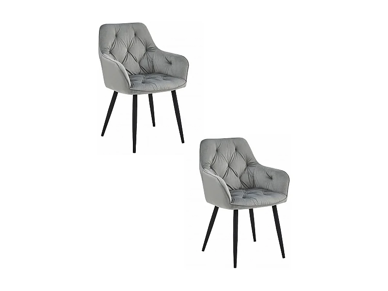 Sillas de comedor Valora LUKK – Terciopelo gris plateado con patas negras x 2
