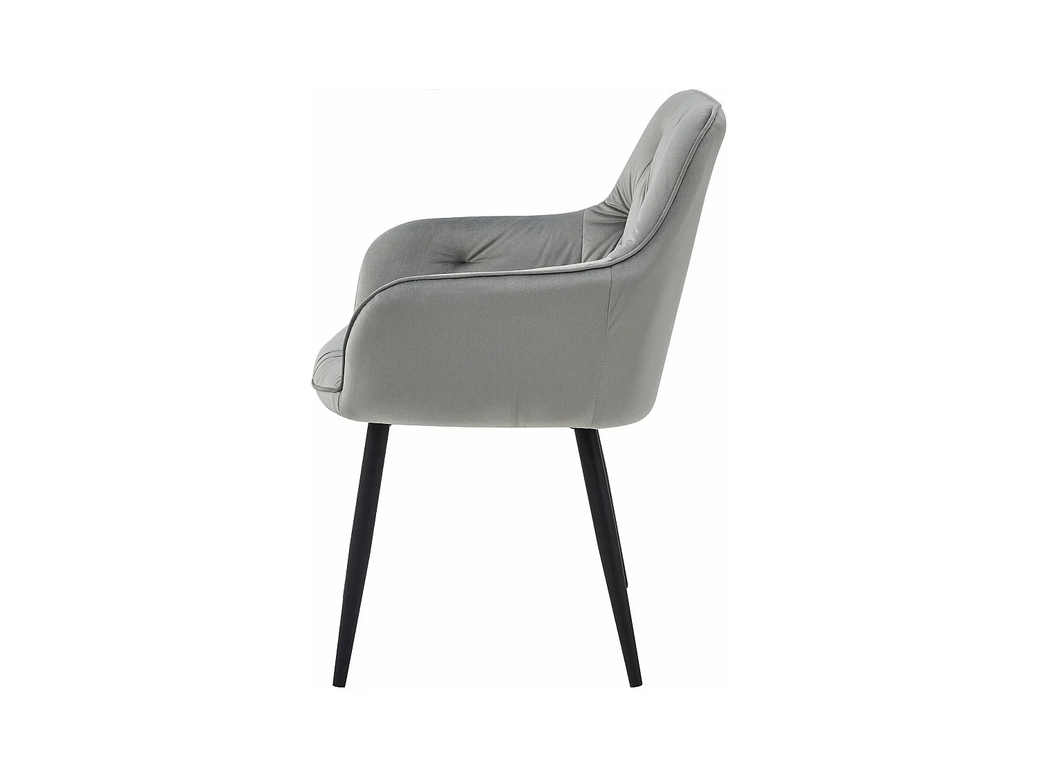 Chaises de salle à manger Valora LUKK – Velours gris argenté avec pieds noirs x 2