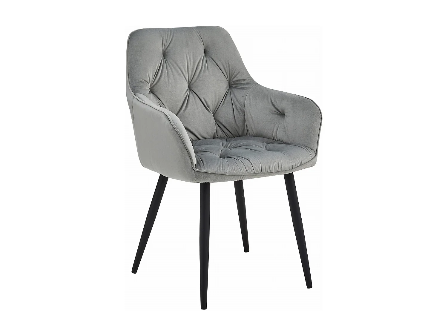 Chaises de salle à manger Valora LUKK – Velours gris argenté avec pieds noirs x 2