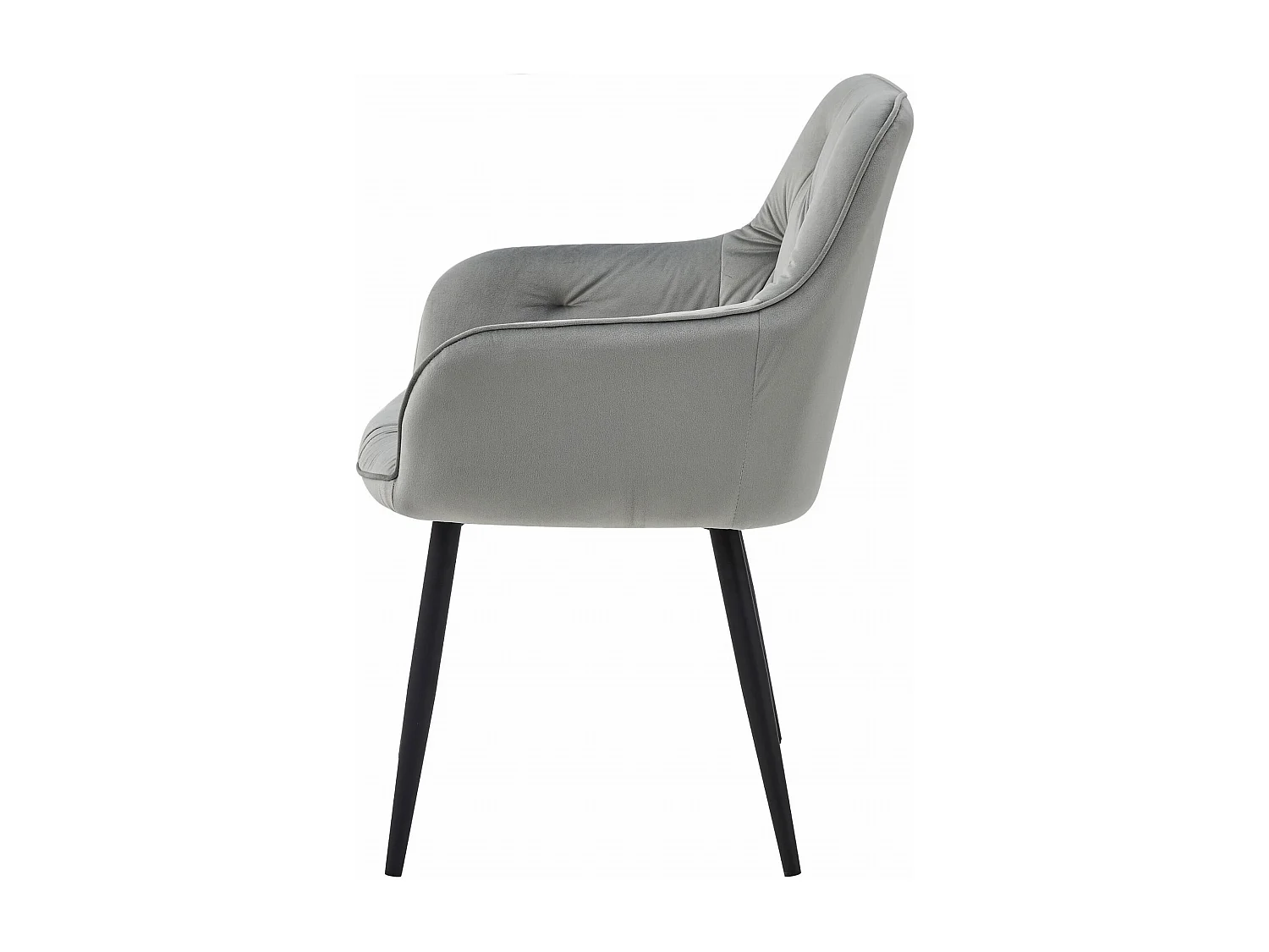Chaises de salle à manger Valora LUKK – Velours gris argenté avec pieds noirs x 2