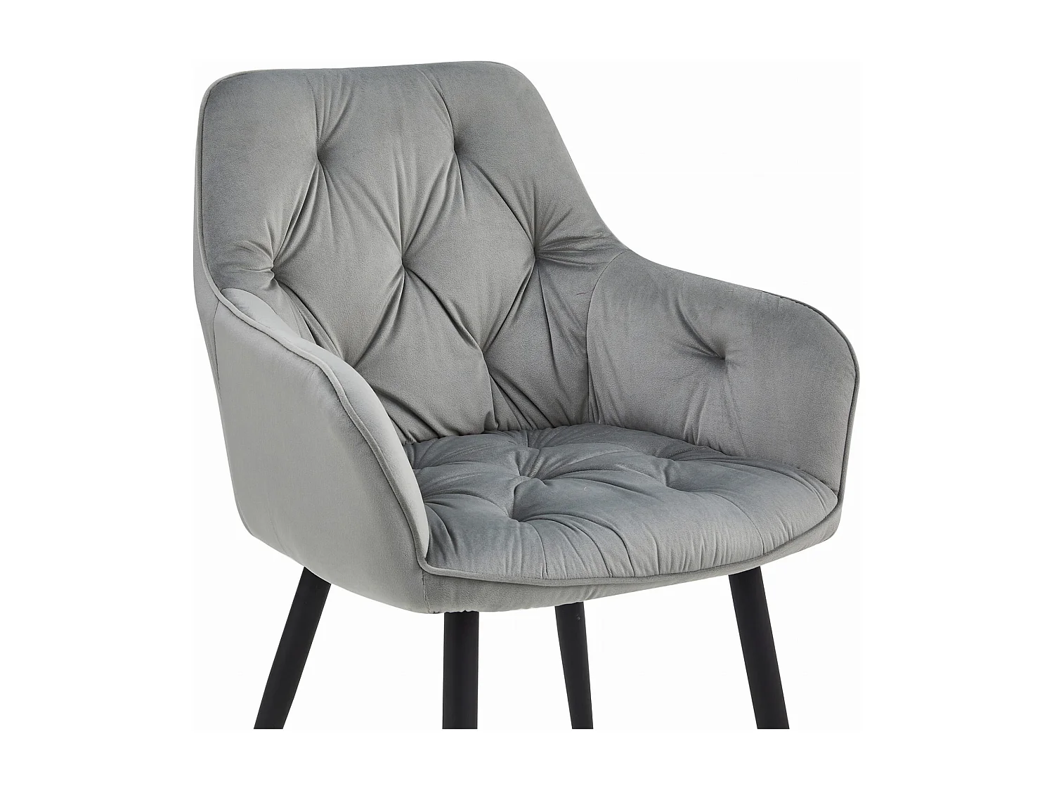 Chaises de salle à manger Valora LUKK – Velours gris argenté avec pieds noirs x 2