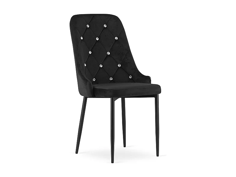 Chaise Valora AMORE en velours noir avec pieds en métal x1