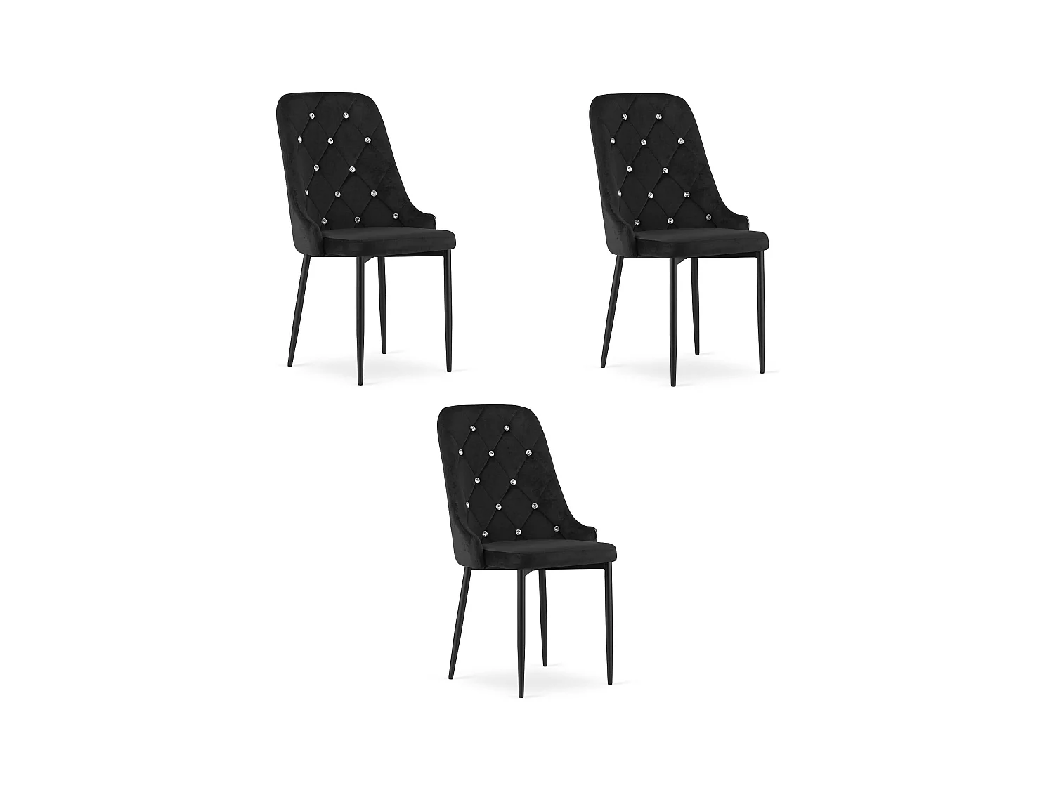 Chaise Valora REMI en velours noir avec pieds en métal x3